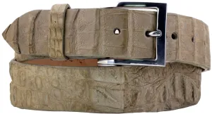 Mens Sand Genuine Crocodile Skin Cowboy Belt Silver Buckle