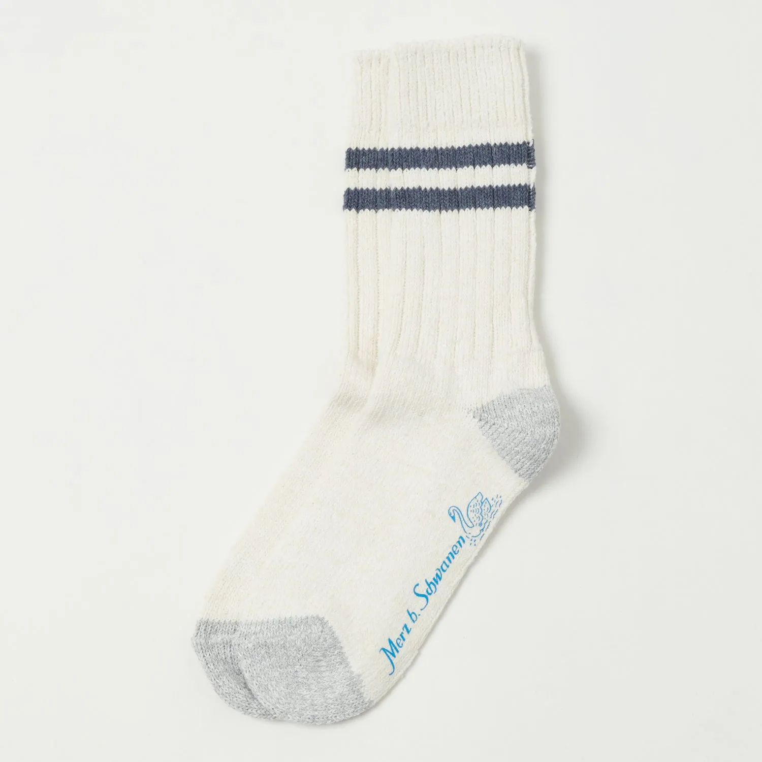 Merz b. Schwanen GS05 Stripe Socks - Nature/Denim Blue