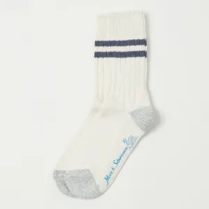 Merz b. Schwanen GS05 Stripe Socks - Nature/Denim Blue