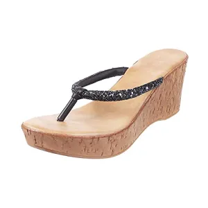 Mochi Women Black Synthetic Sandals 6-UK (39 EU) (34-9868)