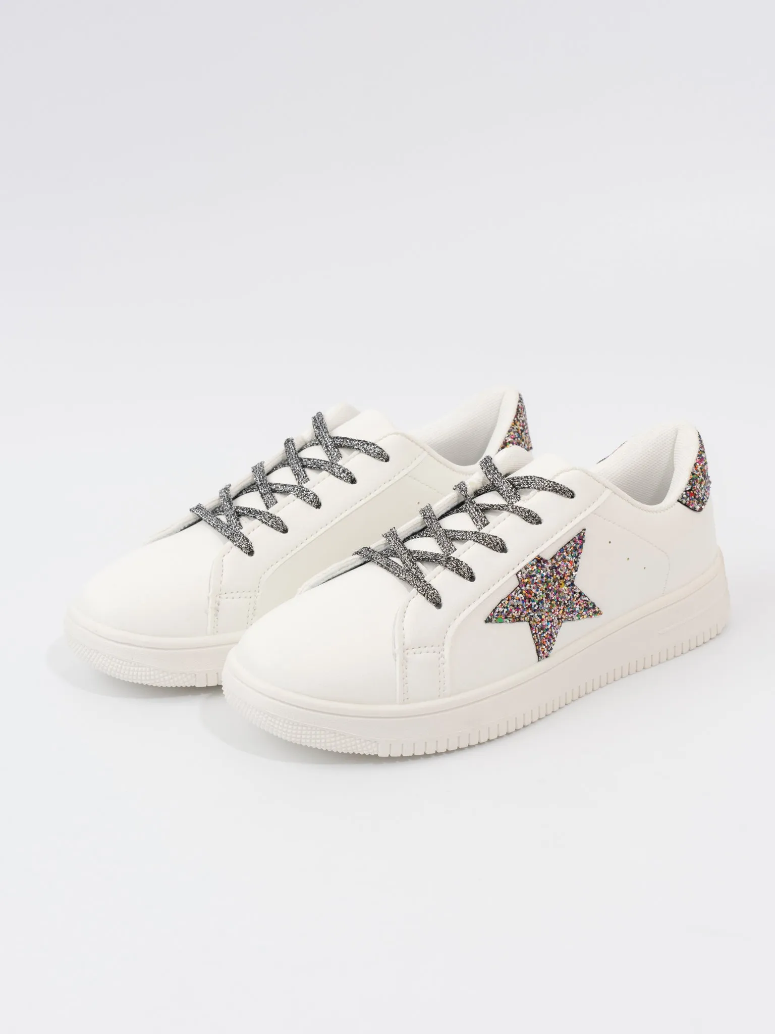 Mom's Sparkle Star Sneaker - Rainbow Glitter