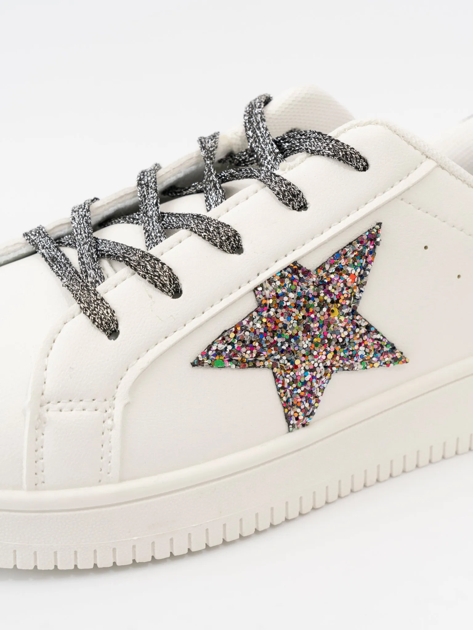 Mom's Sparkle Star Sneaker - Rainbow Glitter