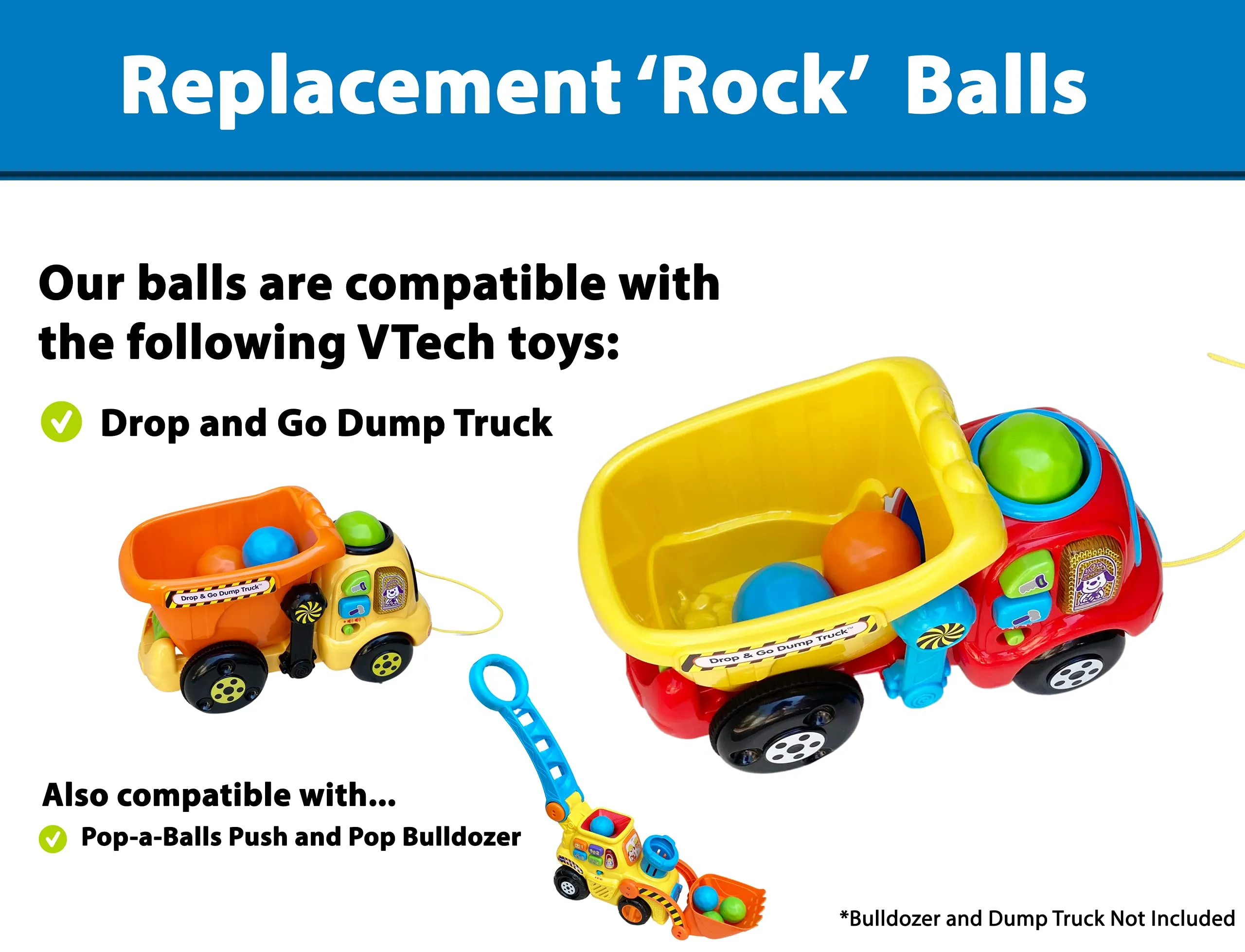 Multi-Colored Replacement Ball Set for VTech Drop & Go Dump Truck | Vibrant, Colorful Rock