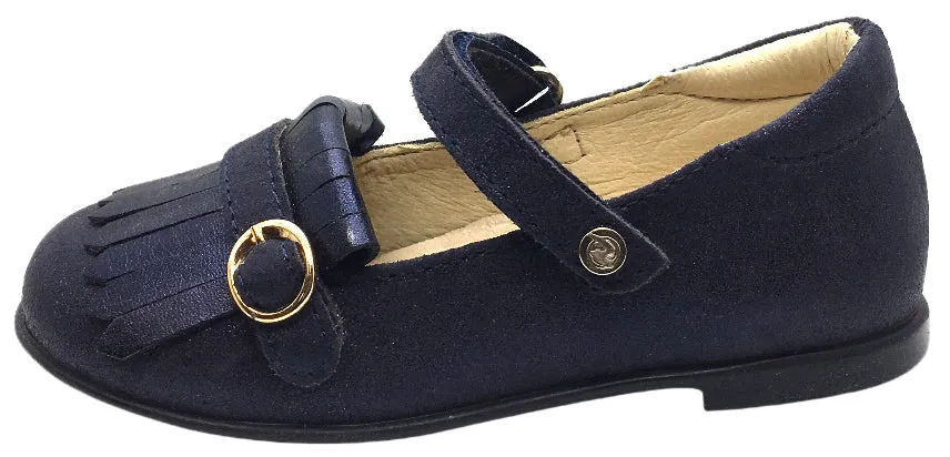 Naturino Girl's 9201 Navy Glitter Buckle Upper Classic Buckle Strap Mary Jane Flats