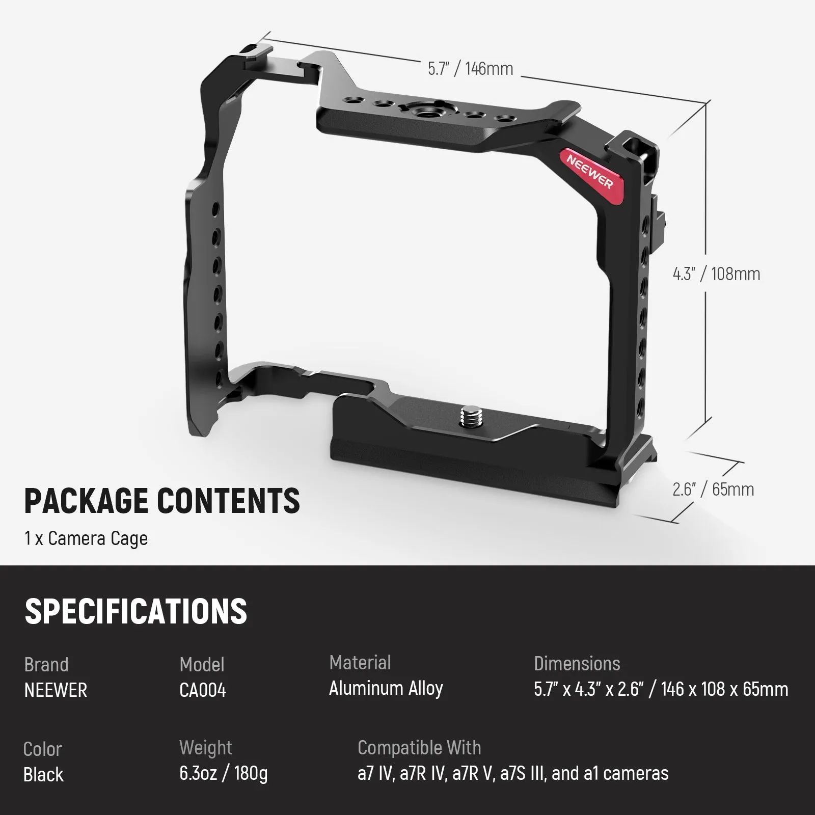 NEEWER CA004 Camera Cage For Sony a7RV/ a7IV/ a7RIV/ a7SIII/ a1