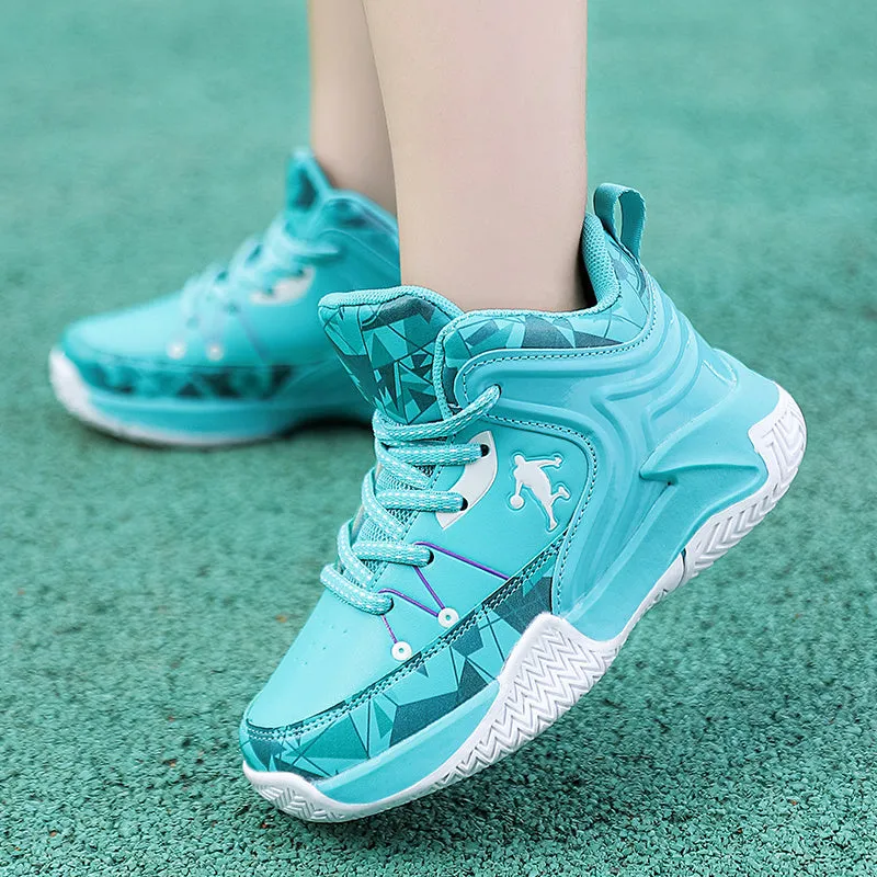 New leather children's basketball sneakers teenagers primary and secondary school students student trend sports casual shoes