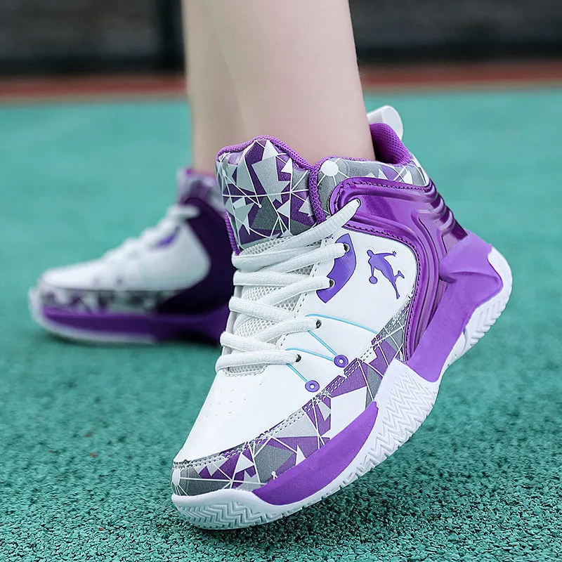 New leather children's basketball sneakers teenagers primary and secondary school students student trend sports casual shoes