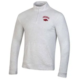 New - NCAA Arkansas Razorbacks Men's 1/4 Zip Light Gray Sweatshirt - L