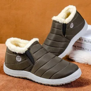 NEW Women Fur Lined Warm Snow Ankle Boots Lady Winter Waterproof Slip on Shoes Size, Ultralight Footwear, Army Green, Sz 7.5