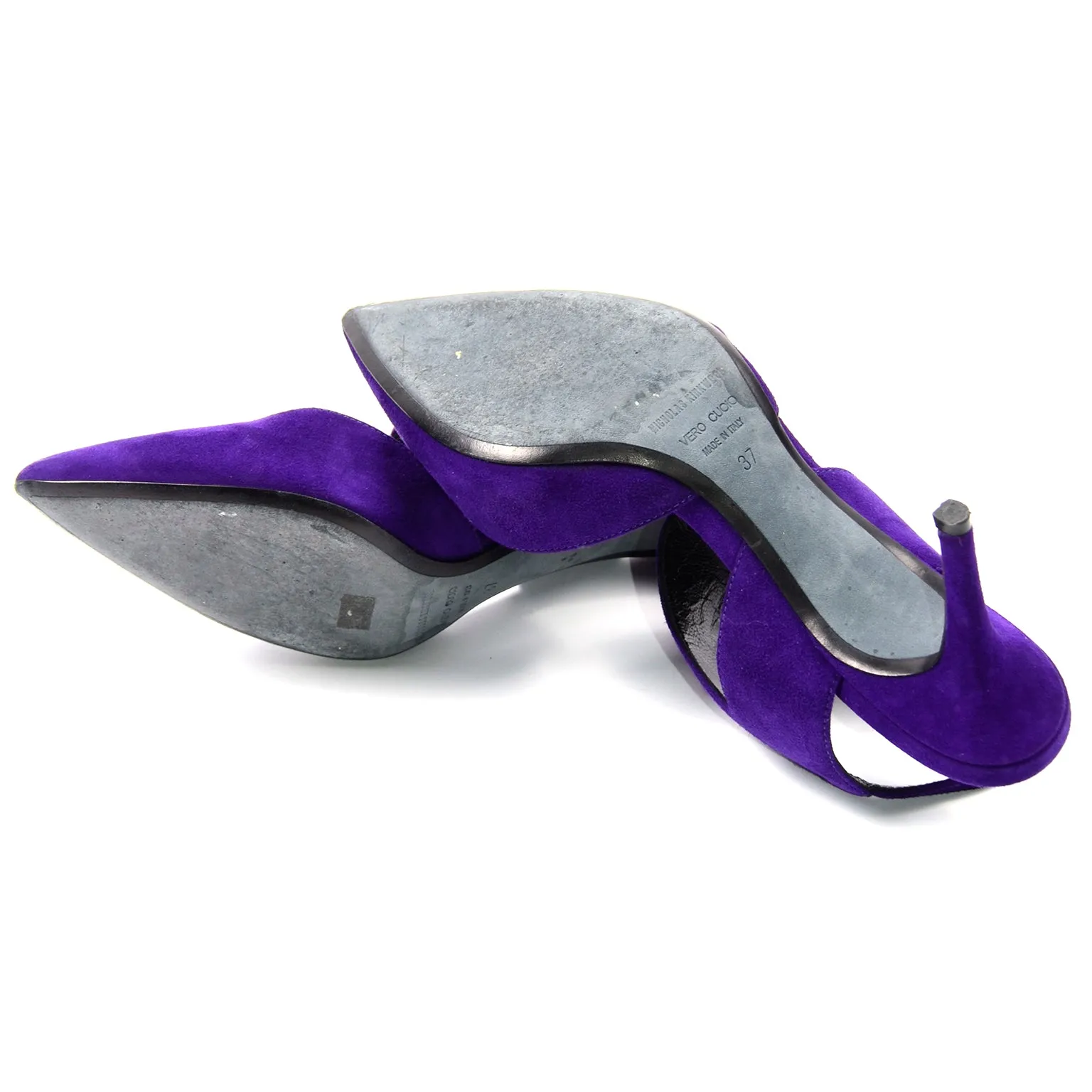 Nicholas Kirkwood Shoes Purple Suede Pointed Toe Slingback Heels