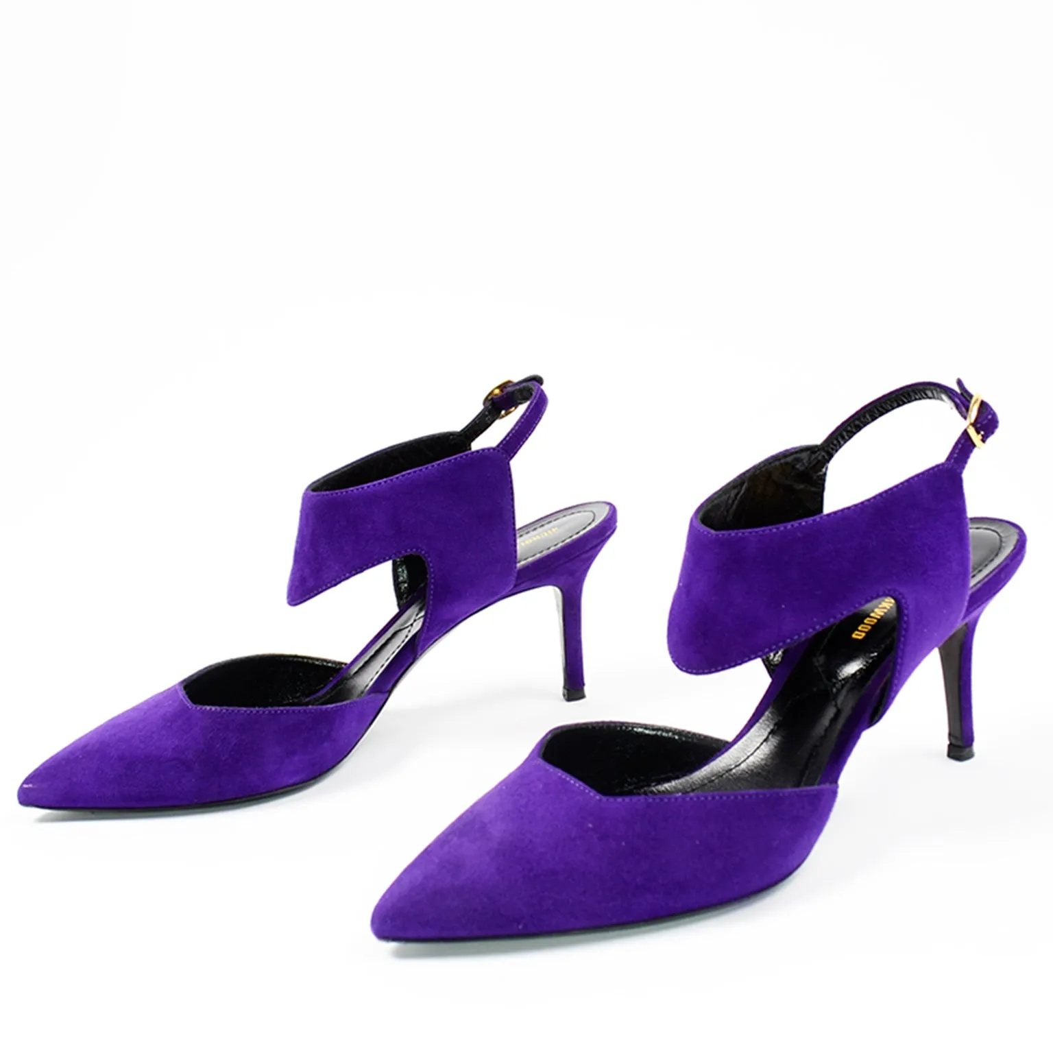 Nicholas Kirkwood Shoes Purple Suede Pointed Toe Slingback Heels