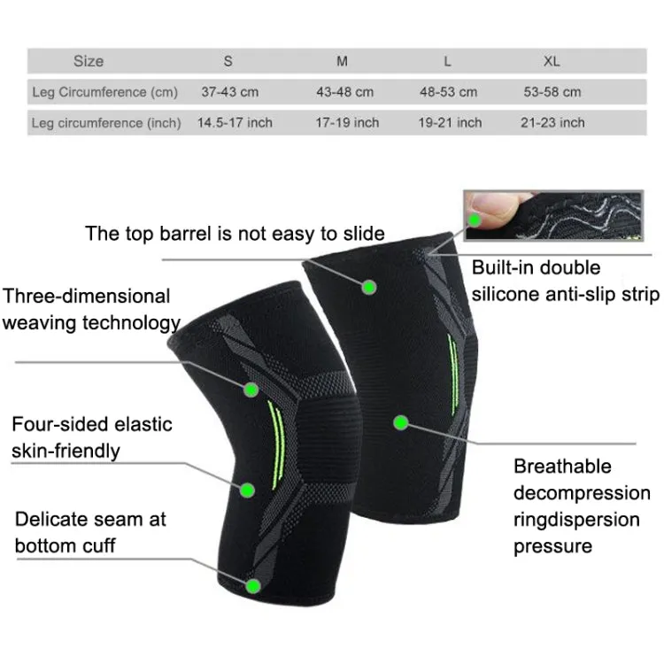 Nylon Sports Protective Gear Four-Way Stretch Knit Knee Pads, Size: XL(Dark Green)