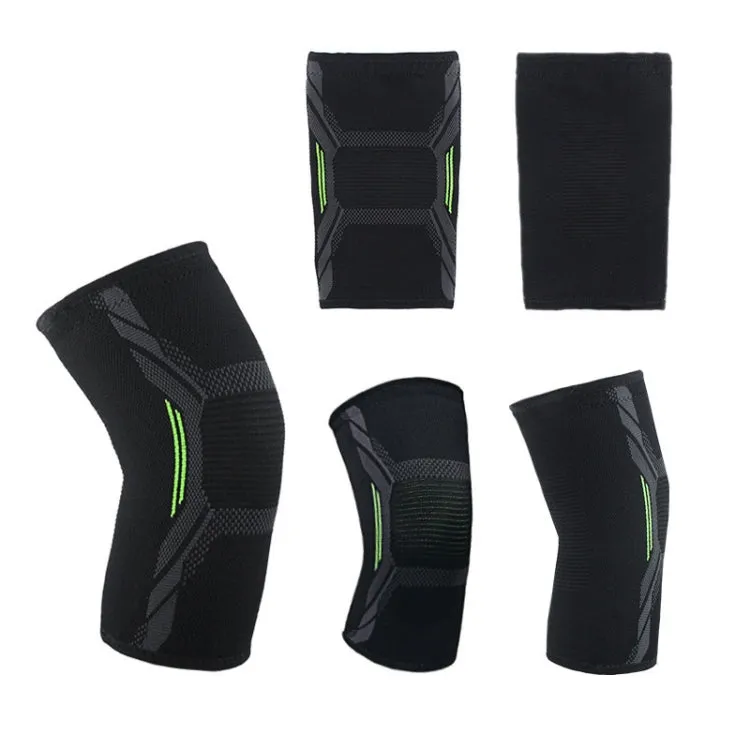 Nylon Sports Protective Gear Four-Way Stretch Knit Knee Pads, Size: XL(Dark Green)