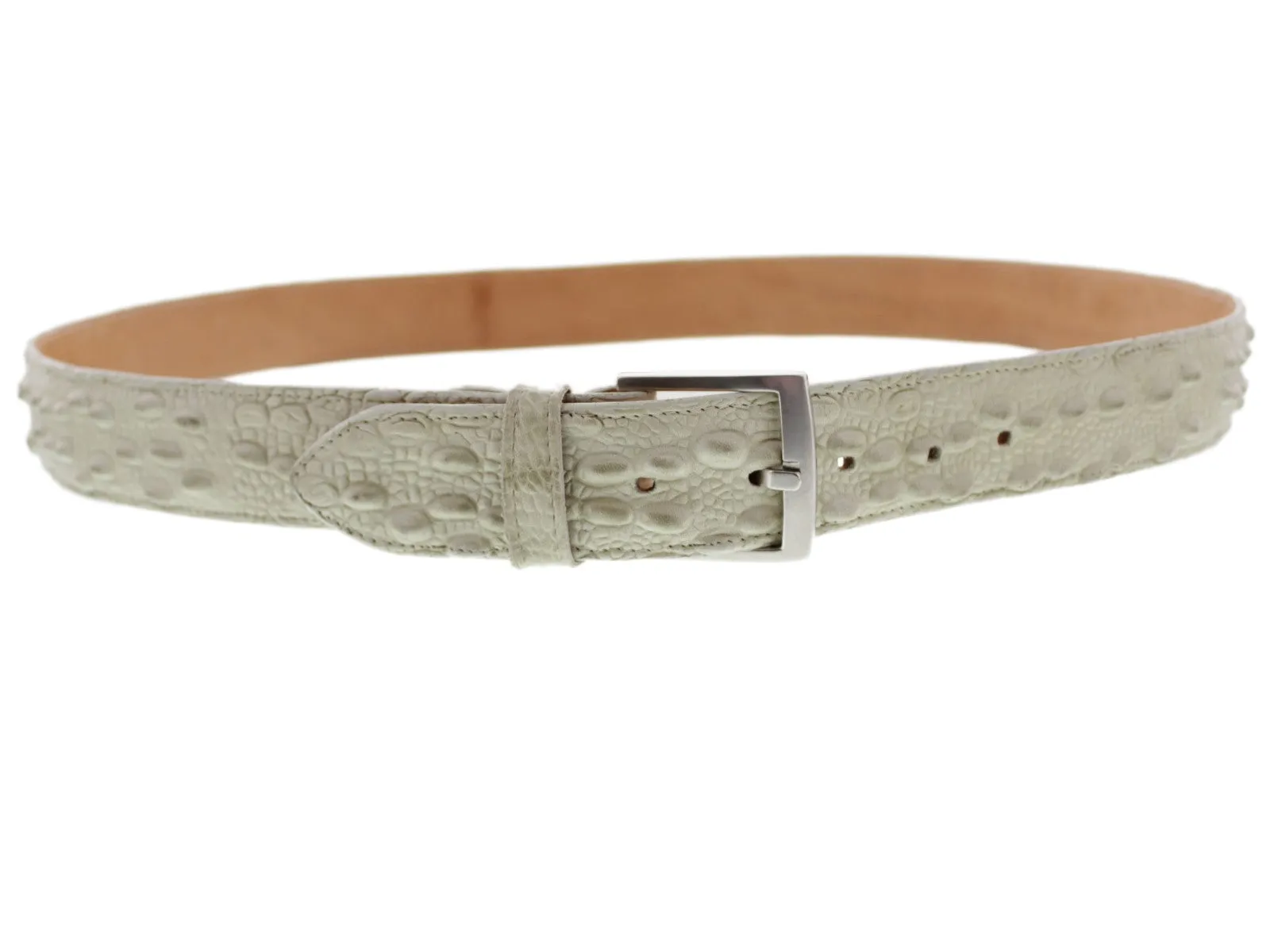 Off White Western Belt Iguana Print Leather - Silver Buckle