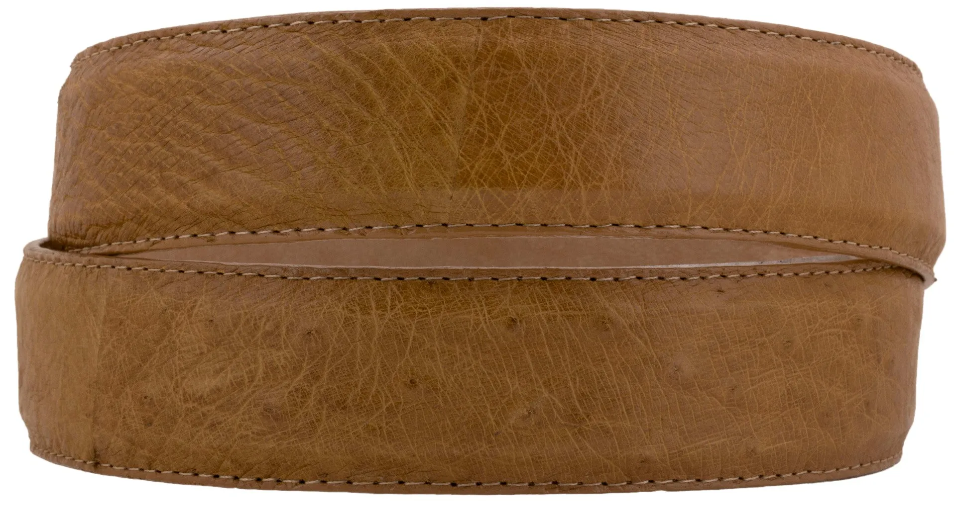 Orange Western Cowboy Belt Real Ostrich Skin Leather - Silver Buckle