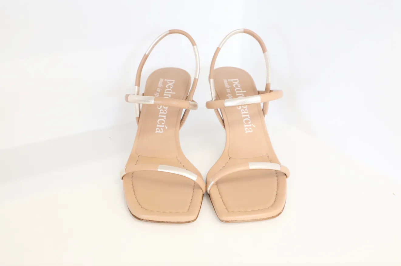 Pedro Garcia - Ilona Almond Heels in Soft Kid   Foil