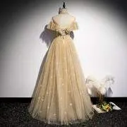 Princess See Through High Neck Champagne Ball Gown M988