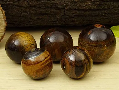 Reikiera Tigers Eye Sphere Stone Ball with Ring Stand Aura Balancing Metaphysical Crystal Reiki Healing- Choose Size