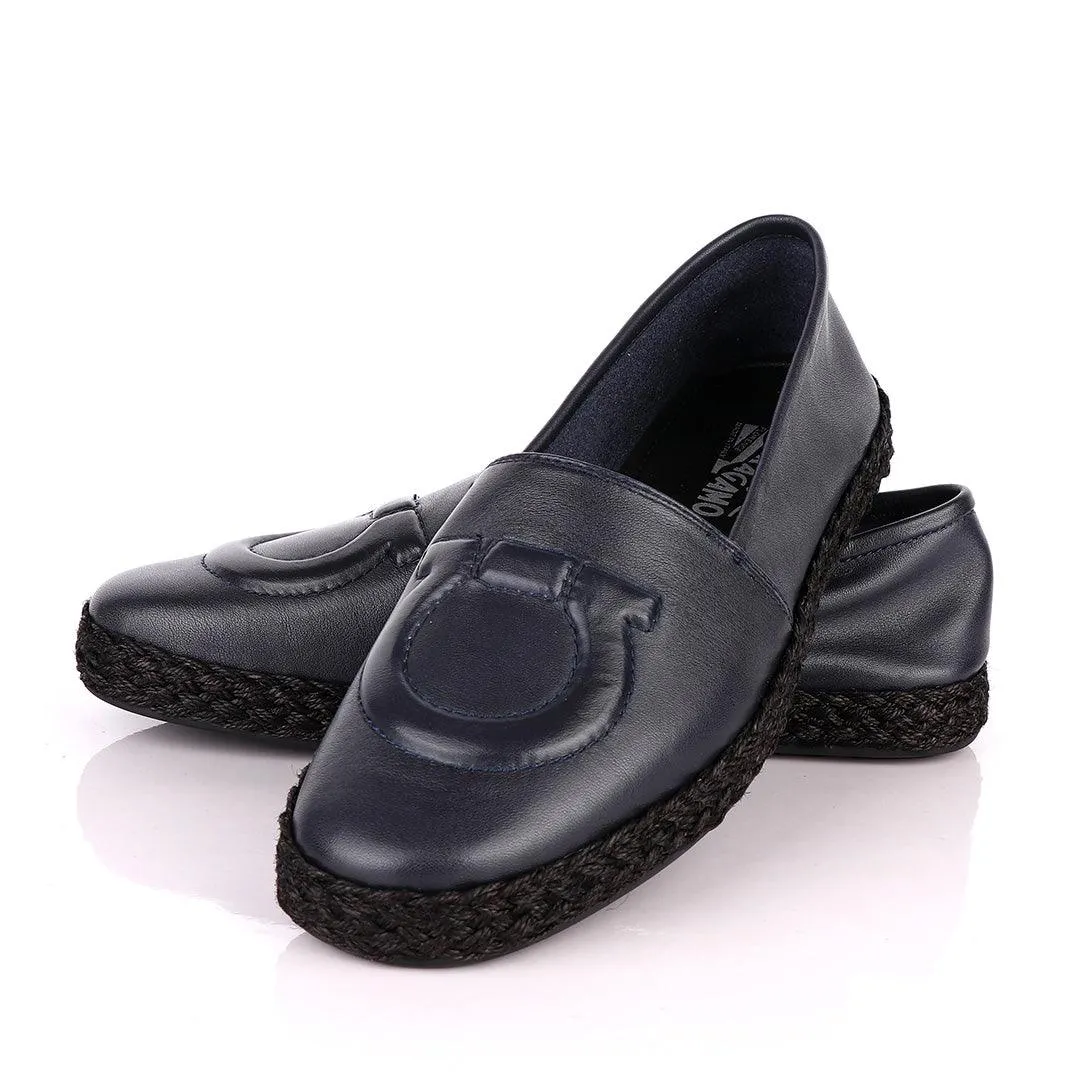 Salvatore Ferragamo Men's Leather Parigi Navy Blue Loafers