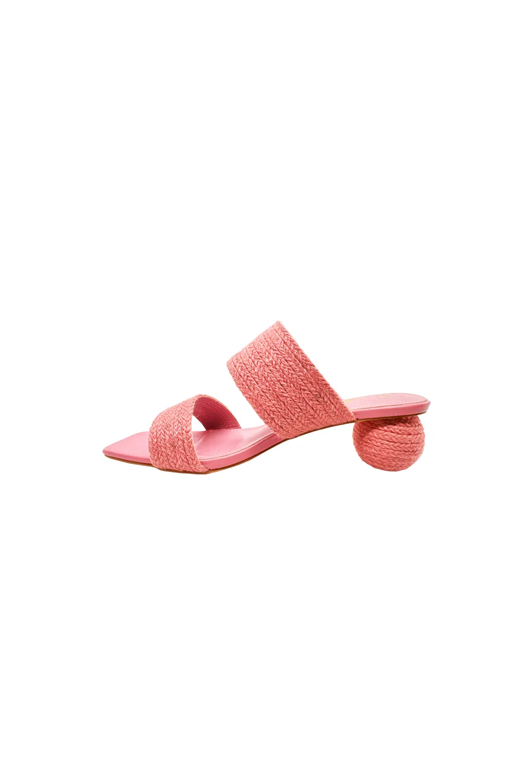 SAMPLE - Ball Heel Sandal - Coral Raffia