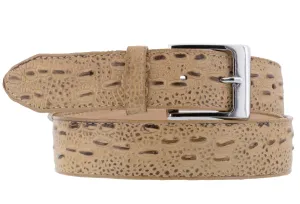 Sand Western Belt Iguana Print Leather - Silver Buckle