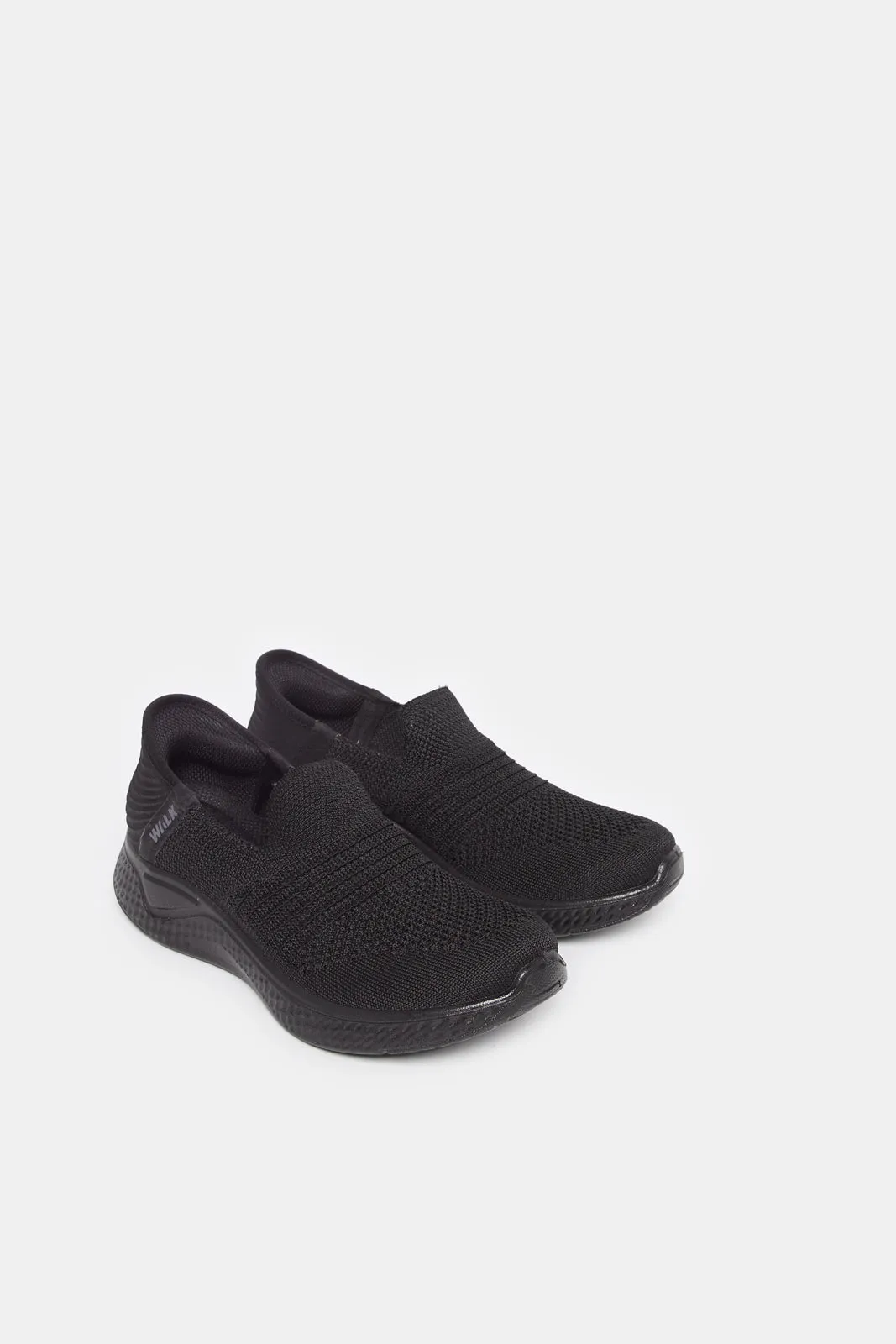 Senior Boys Triple Black Easy Slip-On Shoes