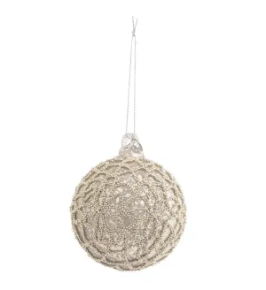 Silver Beaded Ball Ornament