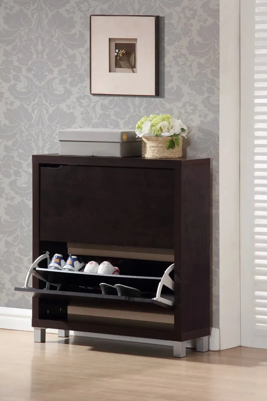 Simms Dark Brown Modern Shoe Cabinet