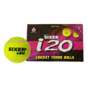 SIXER i20 Light Weight Rubber Cricket Tennis Balls Pack of 12 (Yellow)