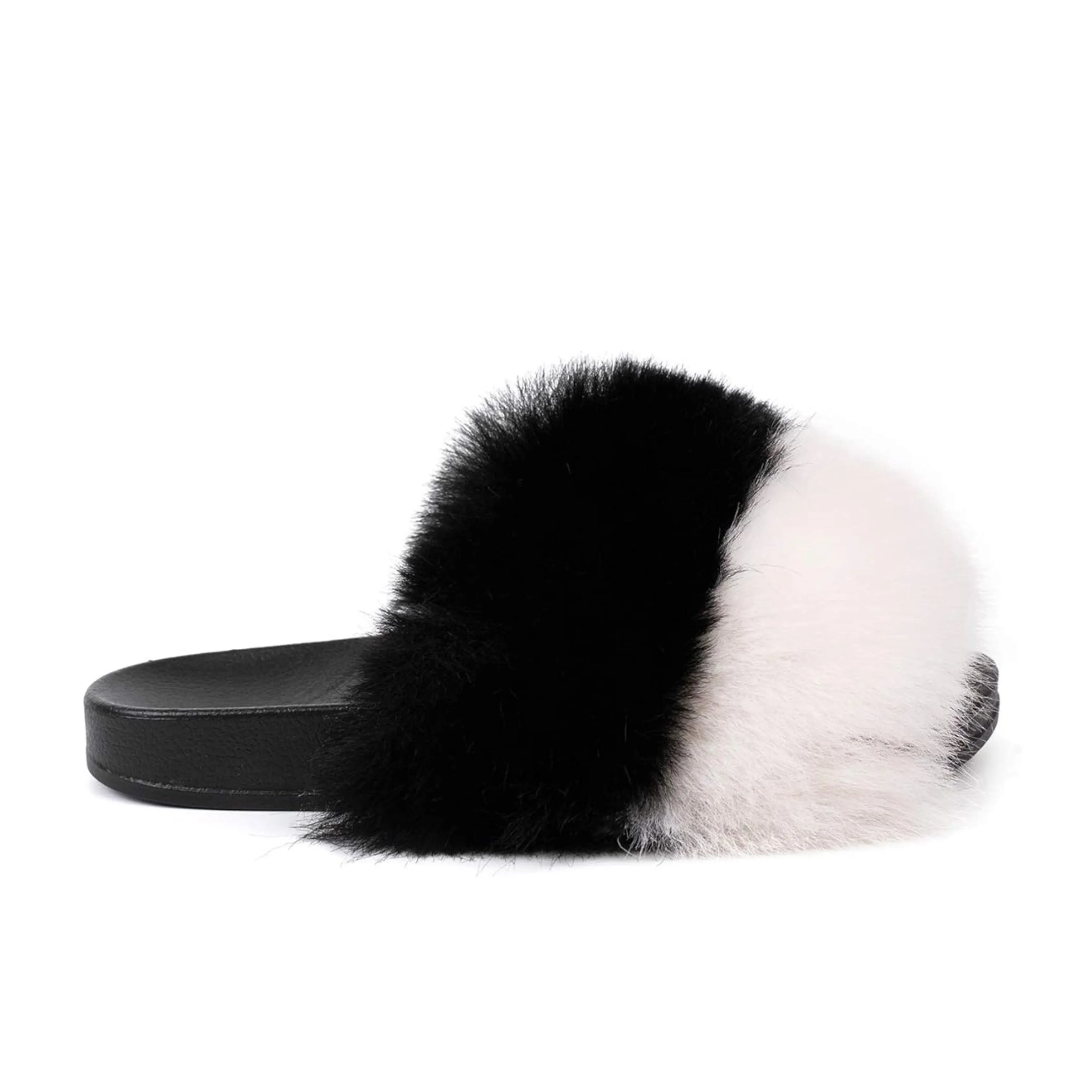 Slides Faux Fur Cute Slip On Fuzzy Slippers Comfort Flat