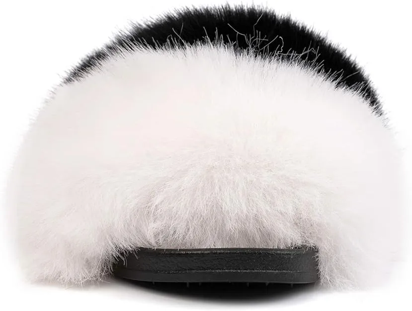 Slides Faux Fur Cute Slip On Fuzzy Slippers Comfort Flat