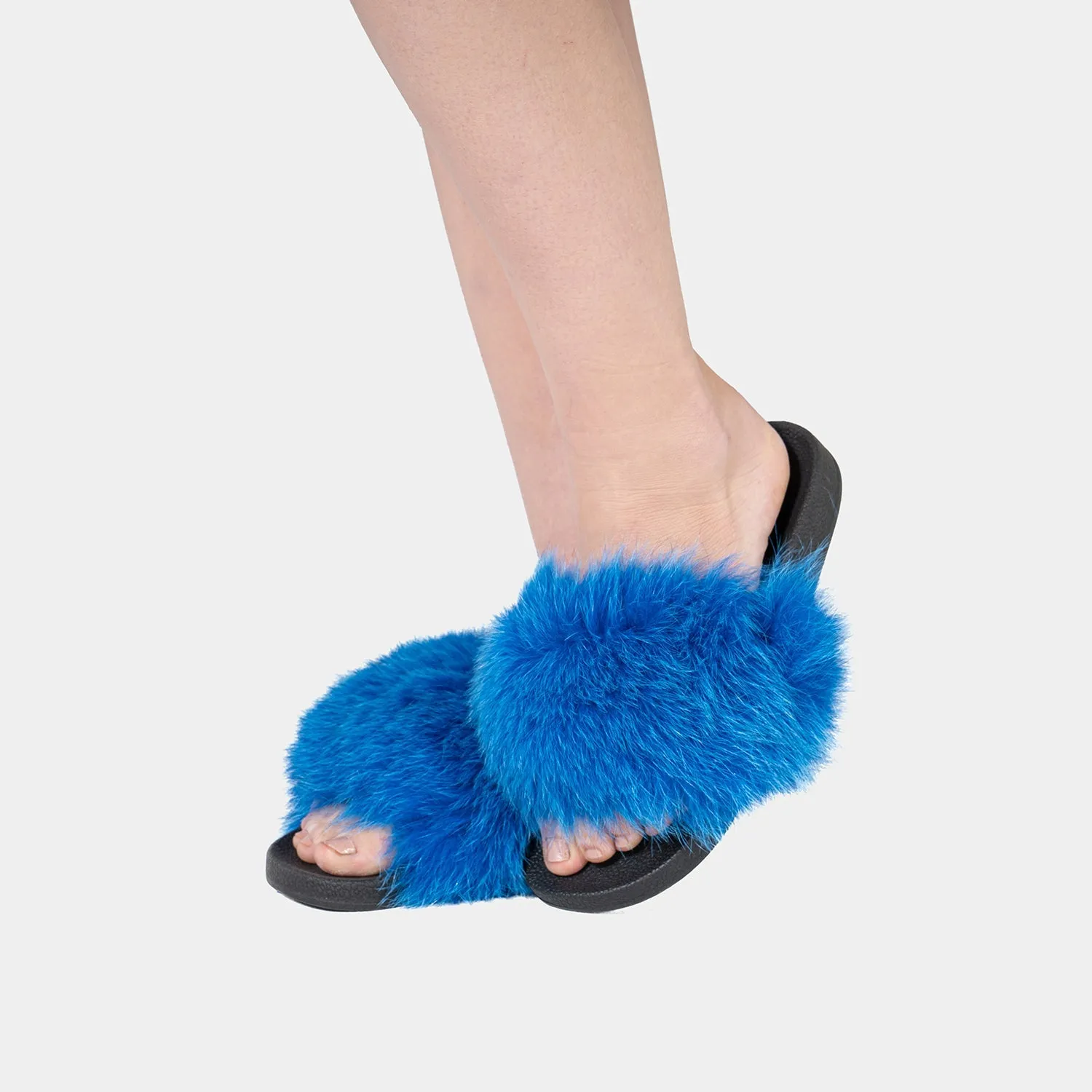 St. Moritz-Slipper With Blue Fox Fur