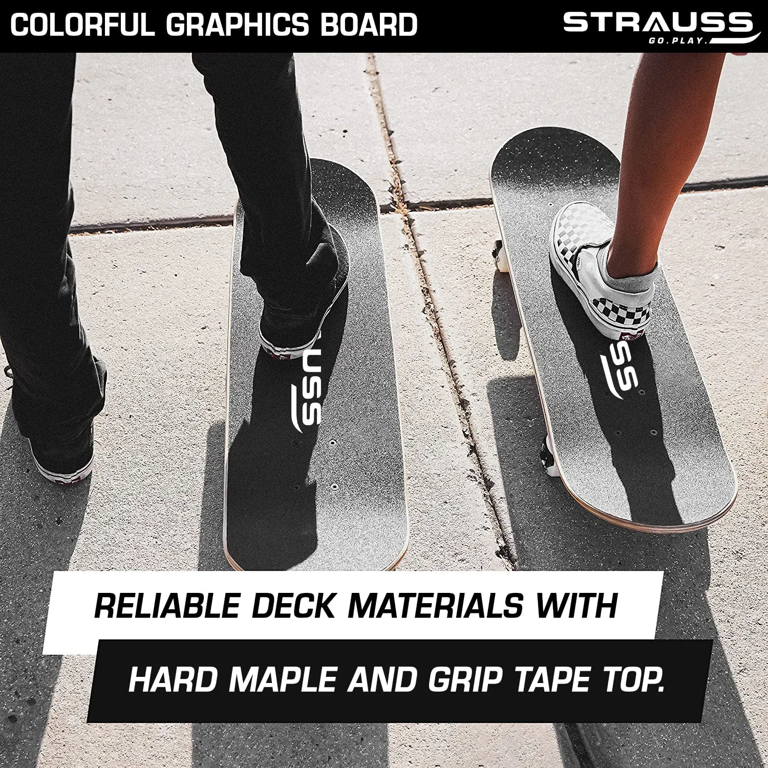 Strauss Bronx BT Lightweight Skateboard with Unique Graphics|31 X 8 Inches with 8 Layer Maple Deck with High Density & Non-Slip Waterproof Grip Tape|2 inch PU Wheels|Suitable for 8 Years and Above