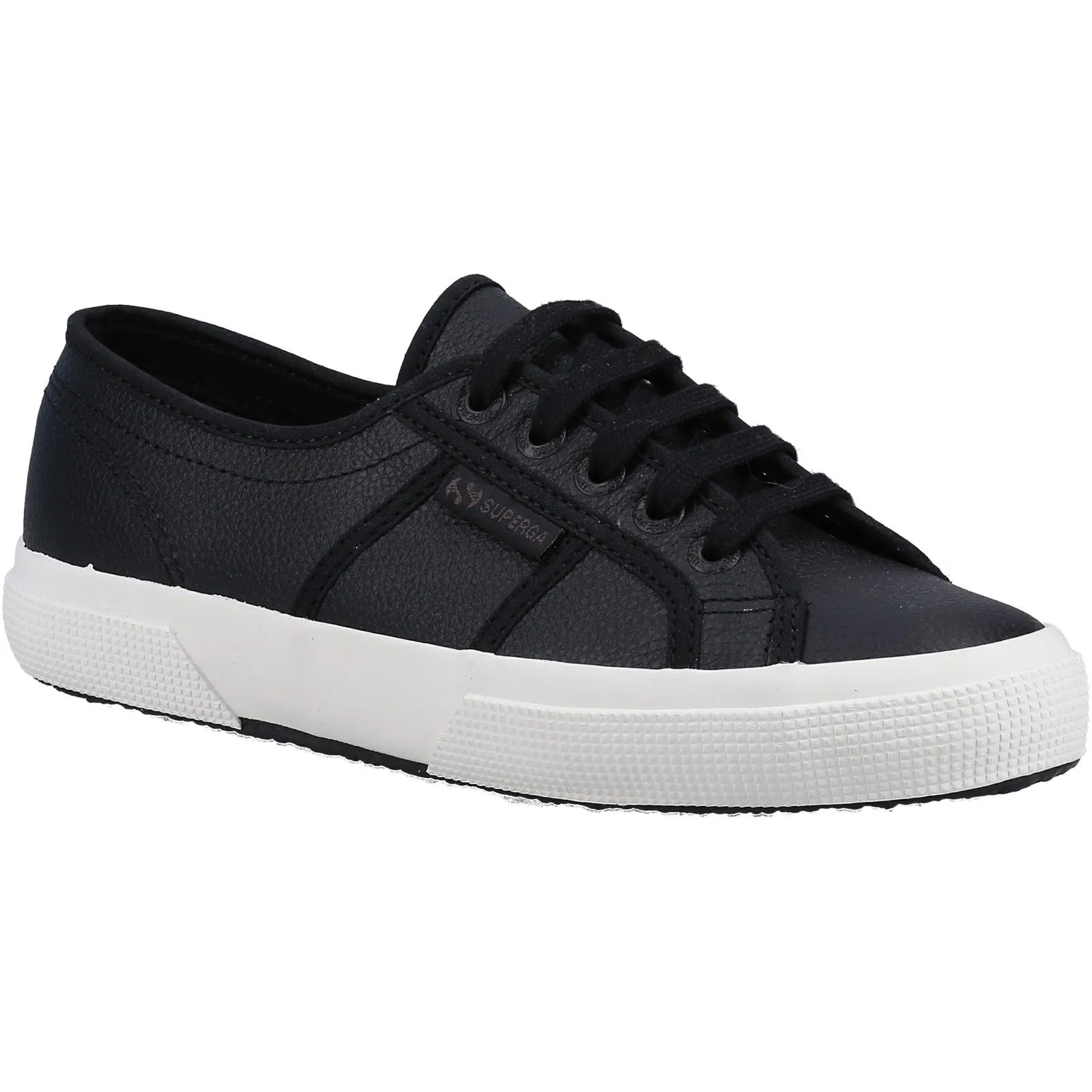 Superga Womens 2750 Tumbled Leather Trainers - Black