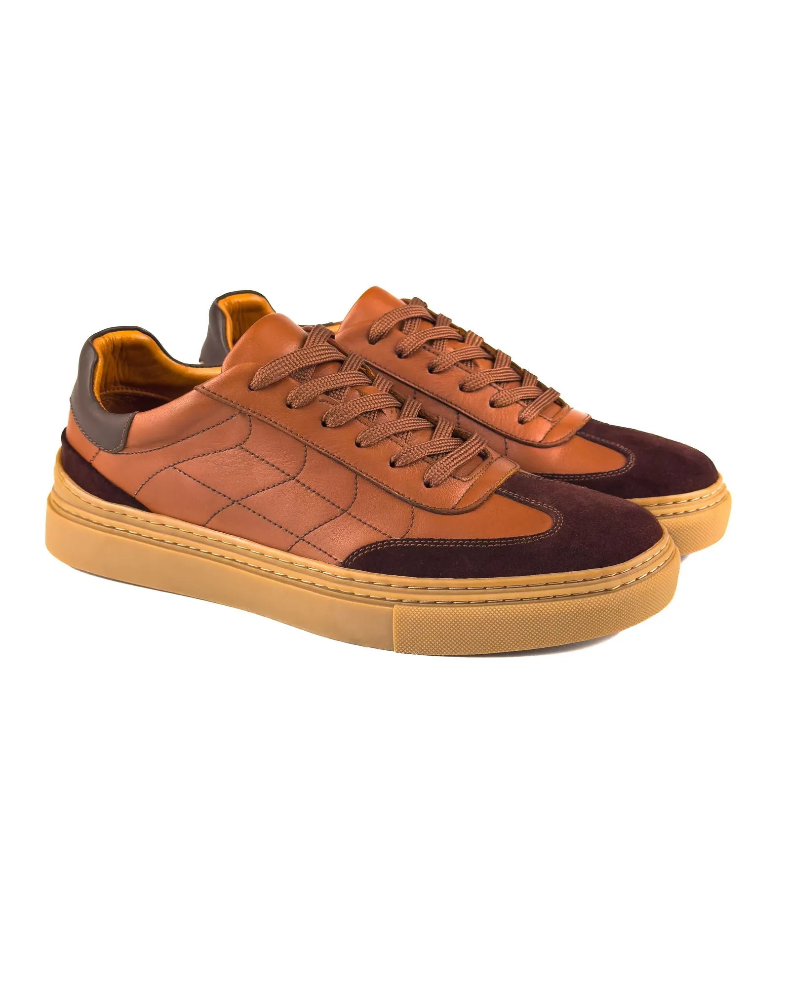 T-Glide Brown Genuine Leather Brown Suede Men's Sneaker Shoes