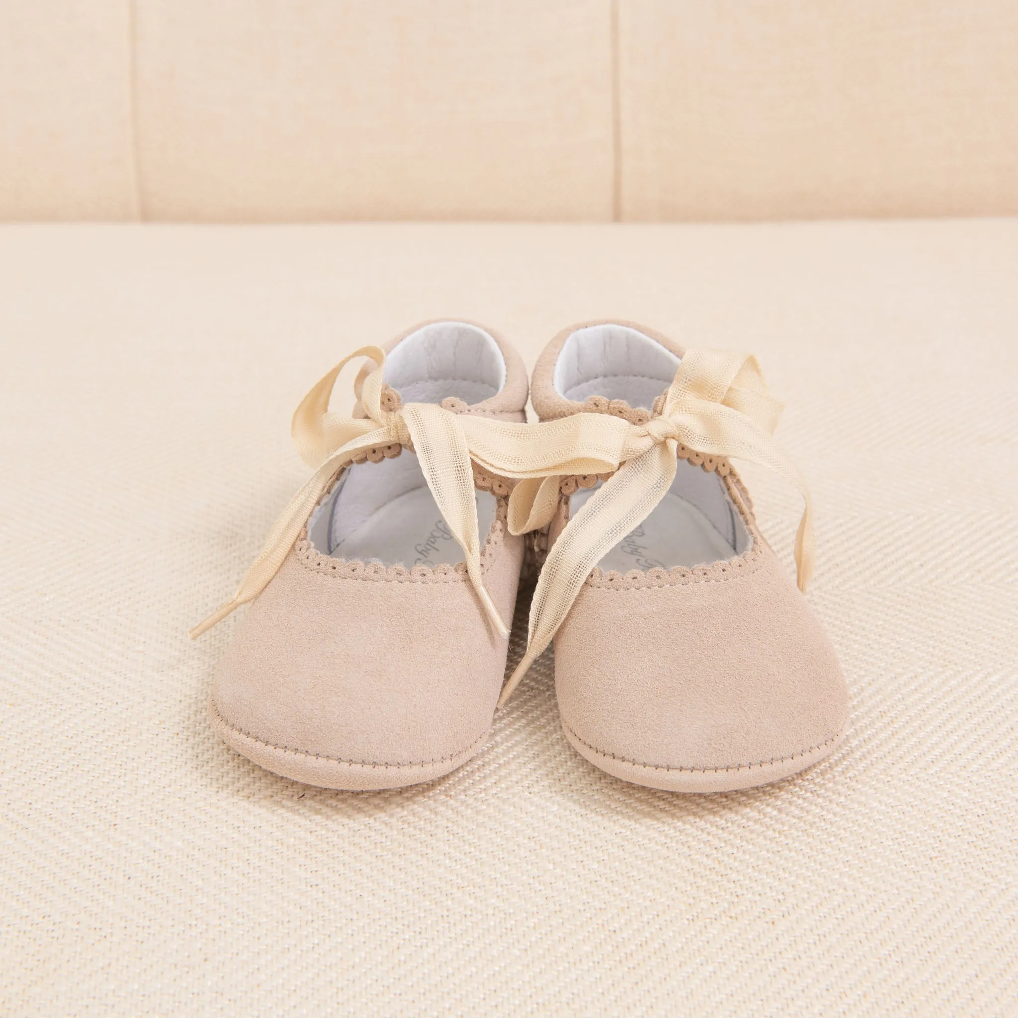 Tan Suede Tie Mary Janes