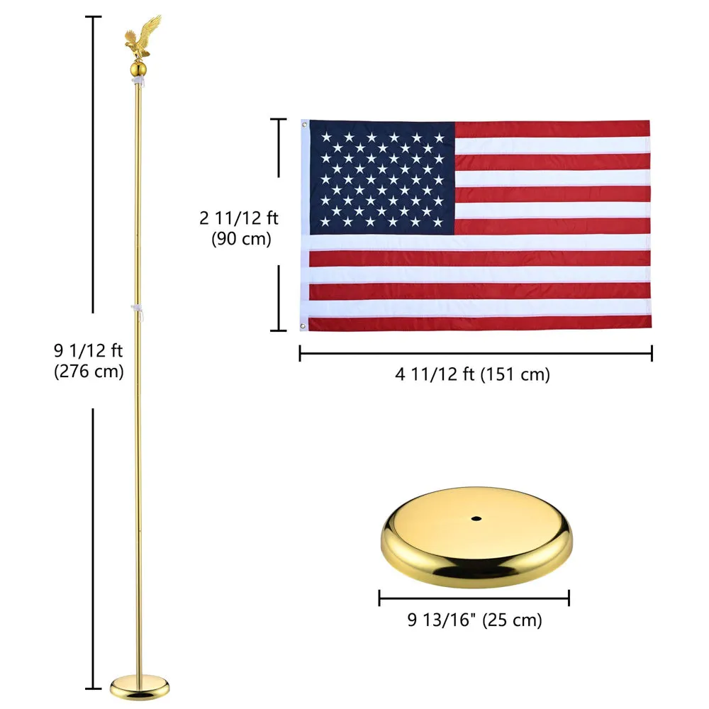 TheLAShop 8 ft Indoor Flag Poles with Stand Set of 2(Ball Eagle Options)