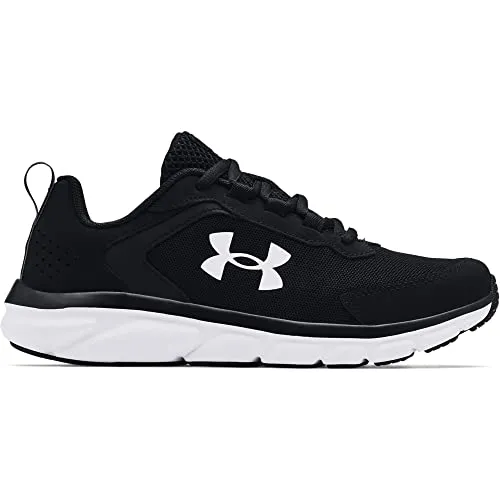 Under Armour boys Boys' Grade School Assert 9 Running Shoe, Black/White, 3.5 Big Kid US