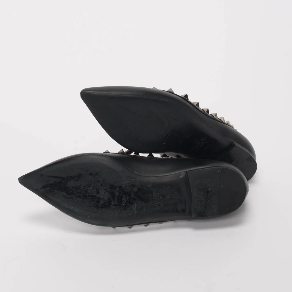 Valentino Noir Leather Rockstud Ballerina Flats 36