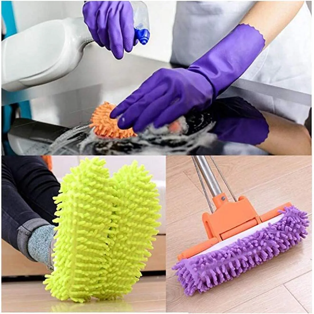 Washable Dust Mop Slippers Microfiber Cleaning Mop Slippers Shoes Dust Floor Cleaner Multi-Function Floor Cleaning Shoes Cover (1 Pair)