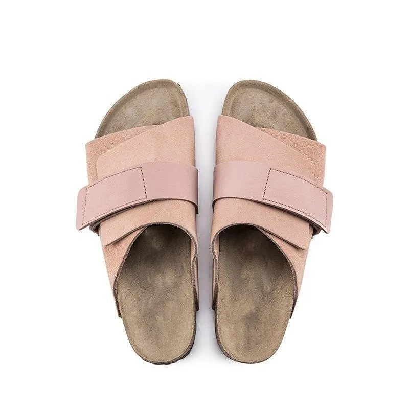 Wide Genuine Leather Unisex Cork Sole Sandals