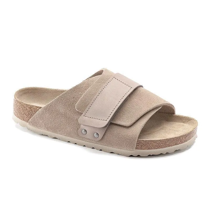 Wide Genuine Leather Unisex Cork Sole Sandals