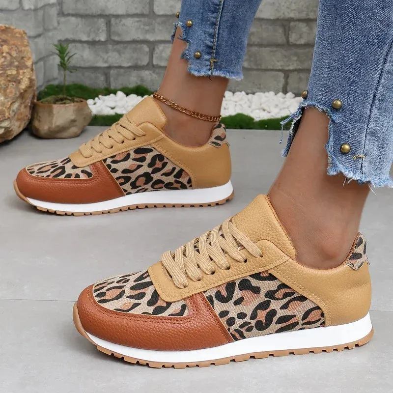 Women's Jogging Summer Casual Walking Trendy Leopard Print Fashion Comfortable Skateboard