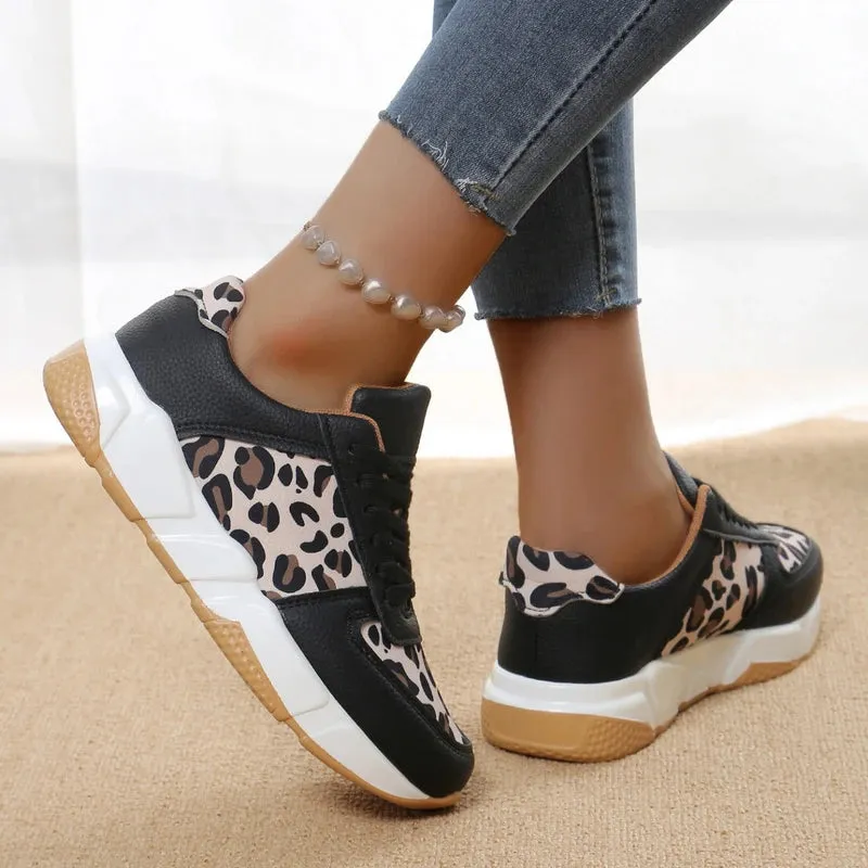 Women's Jogging Summer Casual Walking Trendy Leopard Print Fashion Comfortable Skateboard