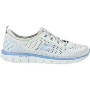 Women's Skechers Harmony White/Blue Fabric Mesh