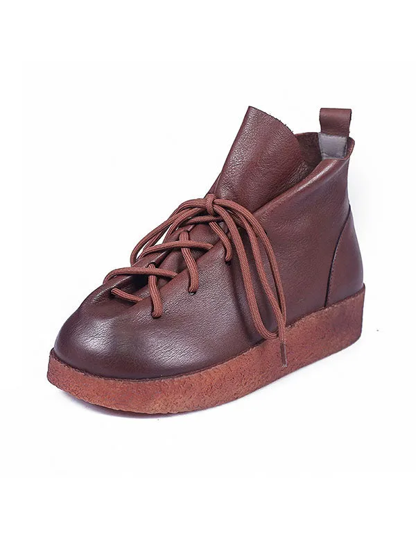 Women's Thick-soled Leather Retro Ankle Boots