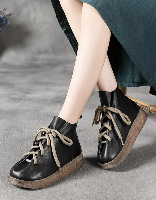 Women's Thick-soled Leather Retro Ankle Boots